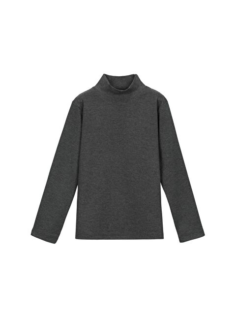 Lovetti Antrasit Kız Çocuk Yarım Balıkçı Uzun Kol Tişört - S000053858-29666