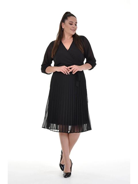 Mylinemoda Astarlı Şifon Pliseli Elbise - S000242318-19351