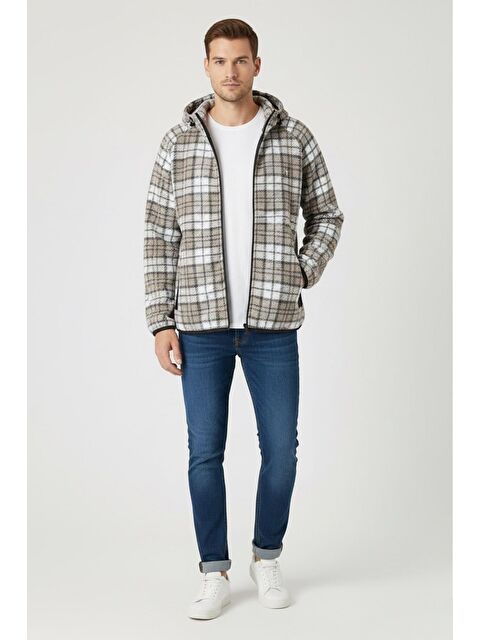 Sabri Özel Giotelli Bej Regular Fit Yün Karışımlı Kapüşonlu Örme Erkek Mont - S000524460-19928