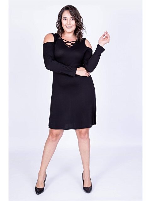 Mylinemoda Kol Çerçeveli Biye Detaylı Elbise - S000239291-19351