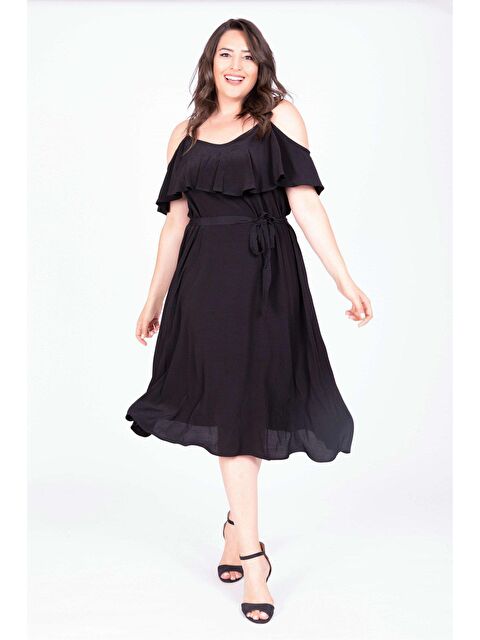 Mylinemoda Volanlı Kemerli Elbise - S000239290-19351