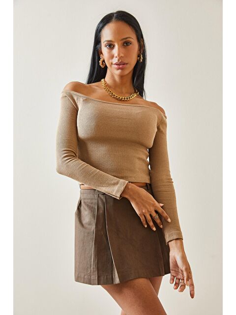 Xhan Bej Kayık Yaka Crop Kaşkorse Bluz 5YXK2-48293-25 - S000161965-19928