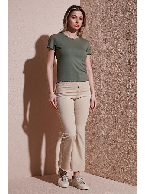 Fashion Friends Streç Pamuklu Flare Fit Yüksek Bel İspanyol Paça Pantolon 25Y0294K1 - S000375869-19928