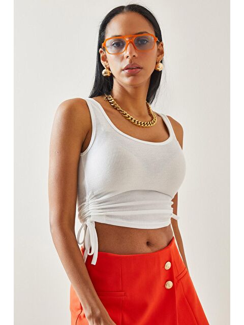 Xhan Beyaz Yanı Büzgülü Bluz 5YXK2-48284-01 - S000161970-20063