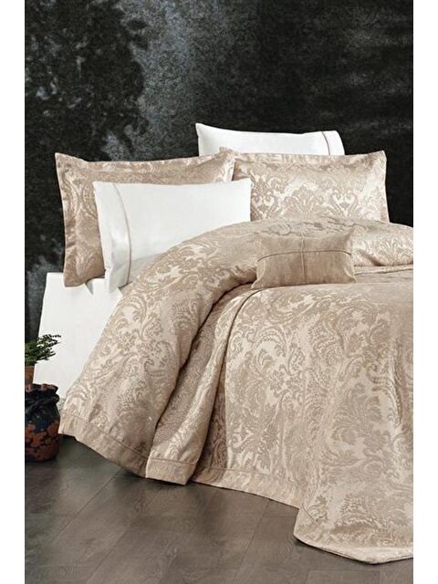 Çeyiz Diyarı İpek 7 Parça İpek Kadife Şönil Pike Takımı Taş - S000495630-25636