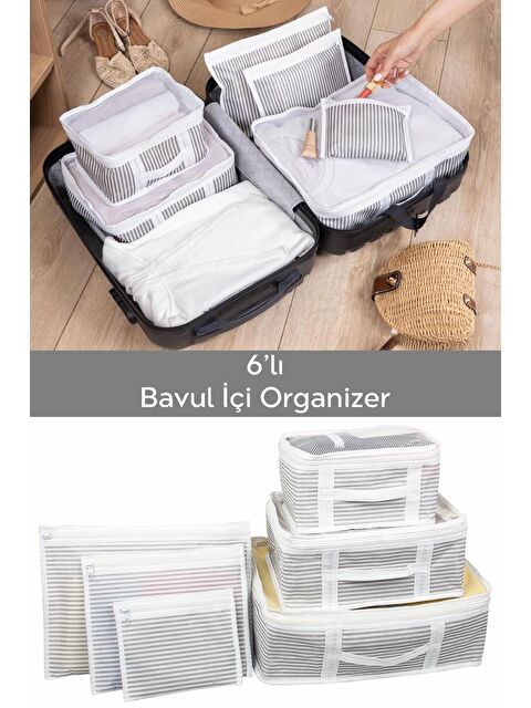 Meleni Home 6'lı Valiz Düzenleyici Set Bavul İçi Organizer Çok Amaçlı Organizer Set Seyahat Hurcu - S000385502-37276