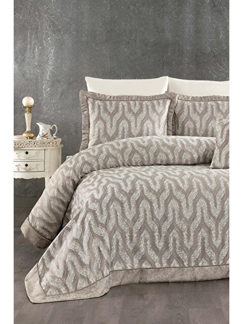 Çeyiz Diyarı Deniz 7 Parça Şönil Pike Takımı Kahve - S000495632-19413