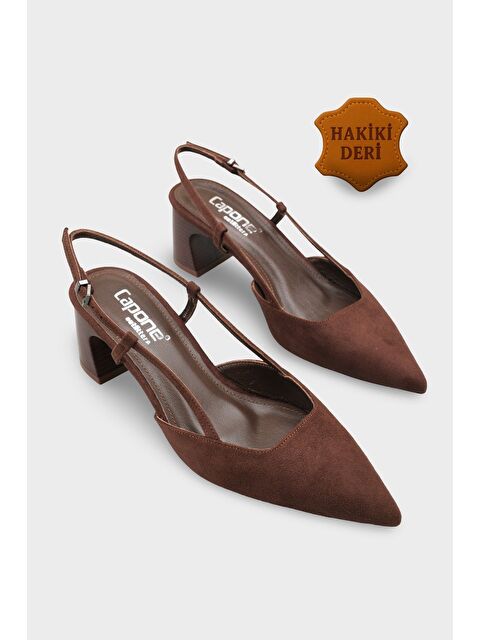 Capone Outfitters Phelia Hakiki Deri Astarlı Sivri Burunlu Orta Kalın Topuklu Arkası Açık Kadın Ayakkabı - S000530343-37321