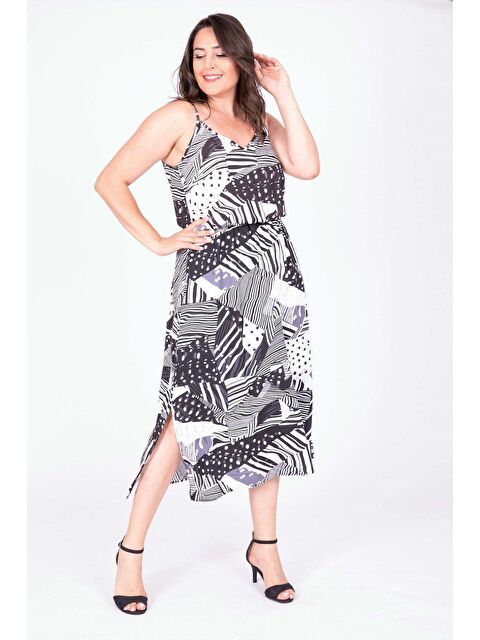 Mylinemoda İp Askılı Beli Lastikli Yırtmaçlı Elbise - S000239304-19351