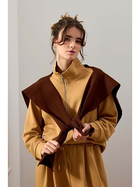 Ceylan Otantik Karamel 3 İplik Yarım Fermuarlı Sweat - S000485212-26430