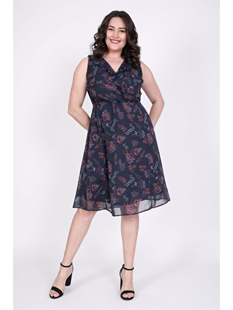 Mylinemoda Çapraz Biyeli Astarlı Şifon Elbise - S000239306-21164