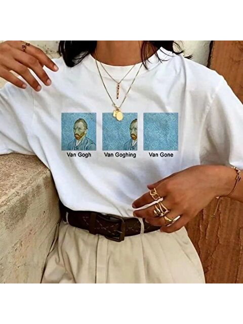 Jane's Unisex Baskılı Oversize T-Shirt - Beyaz