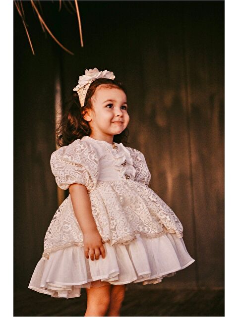 Mialora Dantel İşlemeli Prenses Model Kabarık Kız Çocuk Elbisesi_M2405 - S000371306-19965