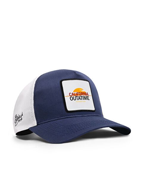 BlackBörk California Outatime Logolu Cordura Lacivert-Beyaz Trucker Şapka
