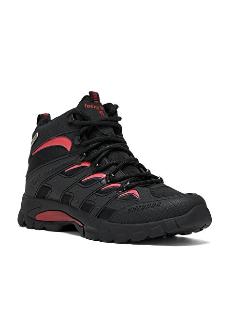 TONNY BLACK Unisex Siyah Kırmızı Rahat Kalıp Su İtici Özellikli Bağcıklı Unisex Bot - S000104068-37434