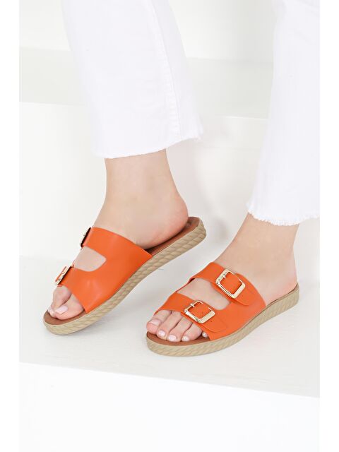 Tofisa Kadın Turuncu Tokalı Terlik - 27406 - S000425698-20013