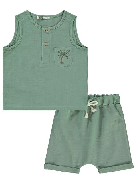 Civil Boys Cebi Palmiye Nakışlı Askılı 2-5 Yaş Takım