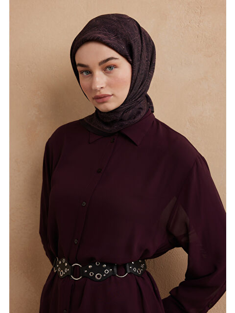 Fresh Scarfs REINA DESEN PAMUK İPEK EŞARP MÜRDÜM - S000423158-5472