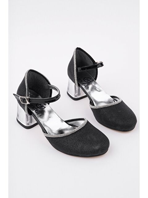 Muggo BLOSSOM Bilekten Bağlamalı Simli Işıklı Kız Çocuk Kısa Topuklu Ayakkabı - S000375074-19351