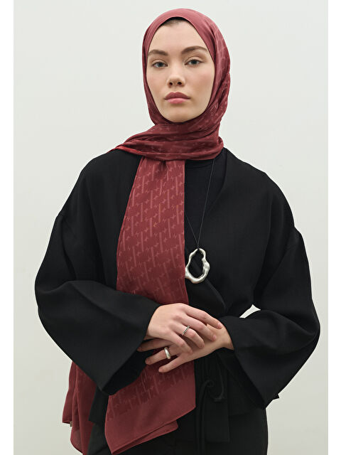 Fresh Scarfs MONOGRAM PAMUK FLOŞ JAKARLI ŞAL KİRAZ ÇİÇEĞİ - S000483724-37505