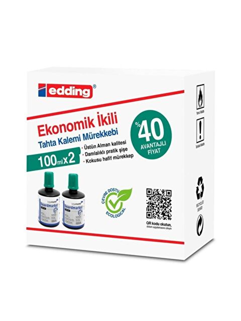 Edding Legamaster 100 Ml Beyaz Tahta Kalemi Mürekkebi 2 Li Paket Yeşil - S000277763-18194