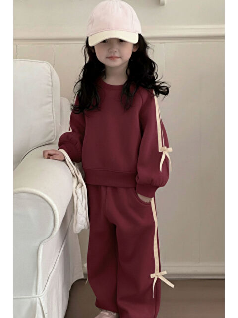 My Kids Wear Kız Çocuk Çift Şerit Kurdele Üç İplik Eşofman Takımı 3-10 Yaş 12334 - S000486496-19951