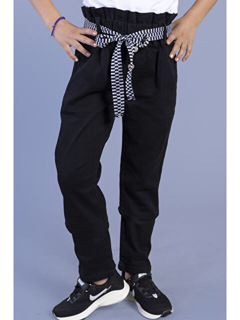 Toontoykids Kız Çocuk Yüksek Bel İki Yanı Cepli Regular Fit Jean Pantolon - S000274343-19351