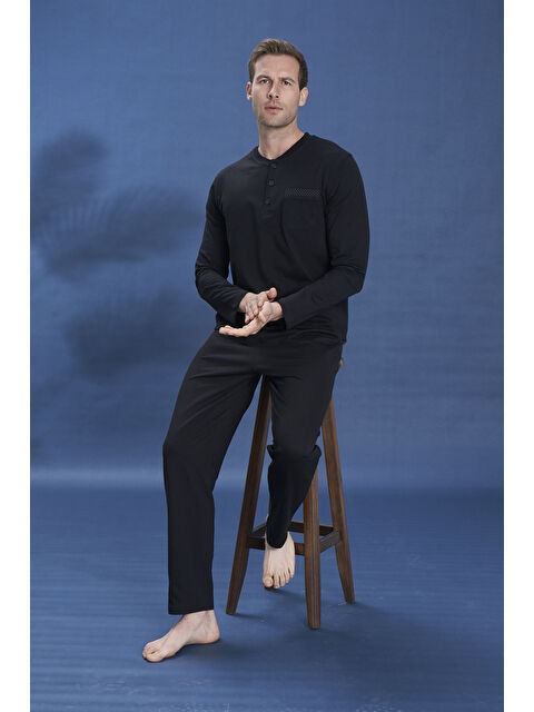 Remsa Erkek Penye Uzun Kol Pijama Takımı 2106 Siyah06 - S000471164-5475