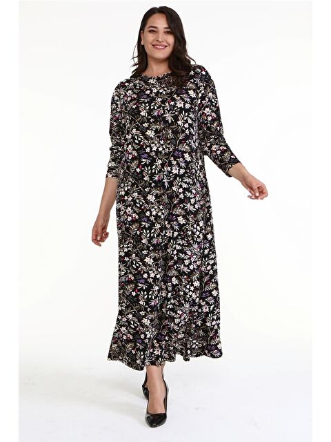 Mylinemoda Çiçekli Penye Elbise - S000239307-19351