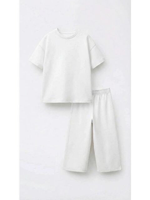 Magu Kız Çocuk Pamuklu Basic Takım - Kısa Kollu T-Shirt Ve Bol Paça Pantolon - S000520771-20063