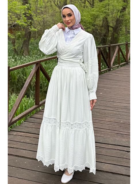 Julude Fistolu Bel Bağlamalı Gömlek Etek Tesettür İkili Takım (s-m-l Uygundur) - S000374907-20063