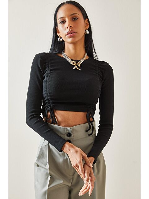 Xhan Siyah Büzgülü Bluz 5YXK2-48278-02 - S000161985-19351