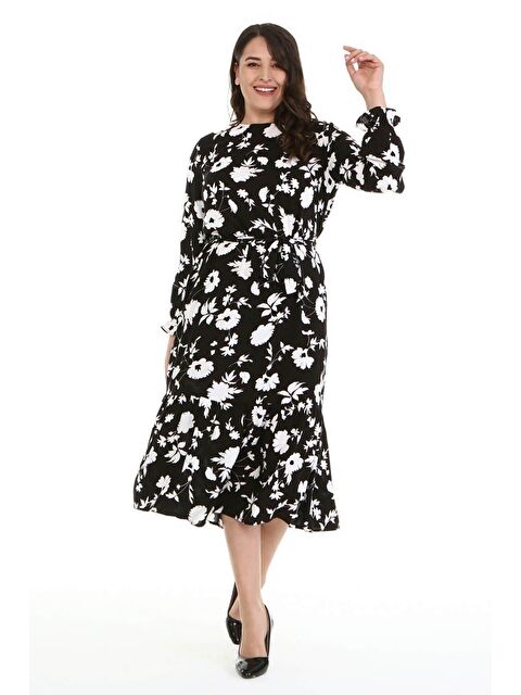 Mylinemoda Fırfır Detaylı Kuşaklı Uzun Elbise - S000239310-19351