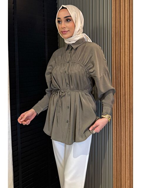 Julude Kadın Ön Büzgü Detaylı Bel Bağlamalı Tesettür Tunik - S000386591-18547