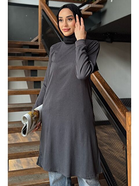 Julude Kadın Bisiklet Yaka Yan Yırtmaç Detaylı Tesettür Tunik - S000386592-29666