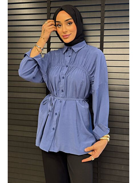 Julude Kadın Ön Büzgü Detaylı Bel Bağlamalı Tesettür Tunik - S000386591-23093