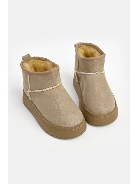 TONNY BLACK Çocuk Unisex Bej Kalın Poli Taban İçi Kürklü Süet Görünümlü Günlük Bot - S000493934-19928