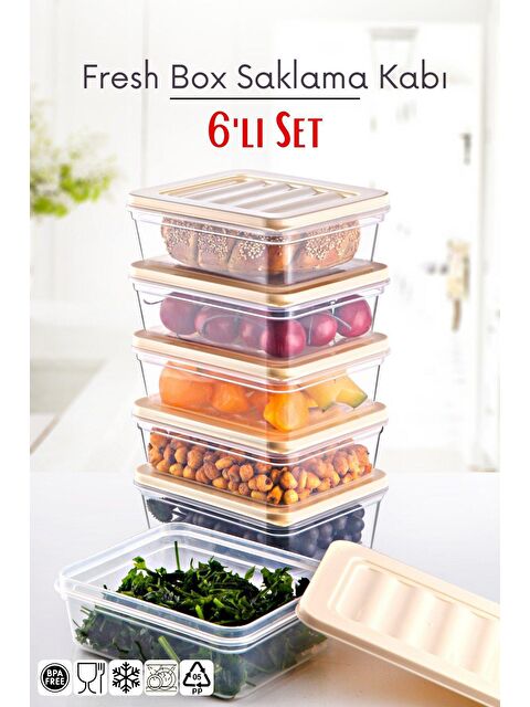 Nandy Home 6'lı Set Freshbox Mikrodalga Ve Difrize Uygun Saklama Kabı Set 3 Krem - S000159999-19966