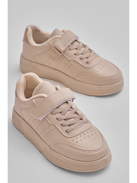 TONNY BLACK Çocuk Unisex Bej Faylon Hafif Taban Bağcıklı Günlük Spor Ayakkabı - S000493937-19928