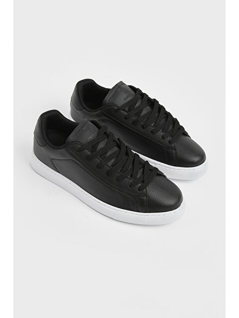 TONNY BLACK Erkek Siyah Beyaz Poli Taban Bağcıklı Günlük Spor Ayakkabı - S000493939-37424