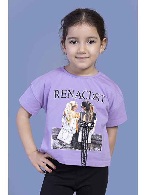 Toontoykids Kız Çocuk Dijital Baskılı Arkası Detaylı Tişört