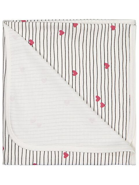 Civil Baby Çizgi Kalp Battaniye - Ekru Standart - S000494979-19965