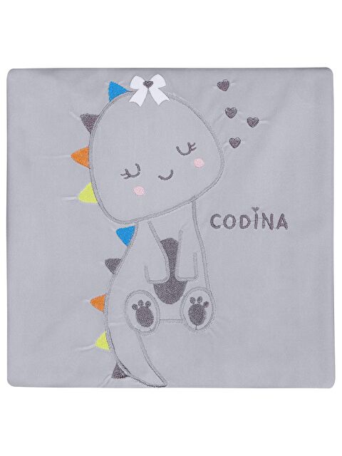 Minidamla Zürafa Nakış Battaniye - Gri Standart - S000494945-20600