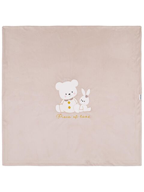Minidamla Kız Ayı Tavşan Nakış Battaniye - Kahve Standart - S000494951-19413