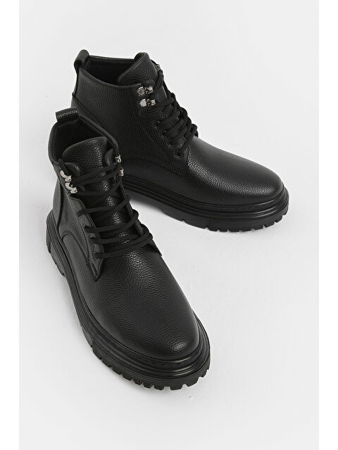 TONNY BLACK Erkek Siyah Kalın Poli Taban Bağcıklı Günlük Kışlık Bot - S000493942-19351