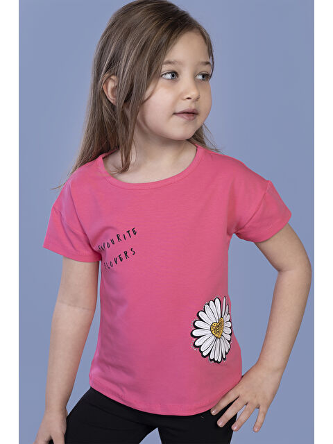 Toontoykids Kız Çocuk Papatya Baskılı Tişört