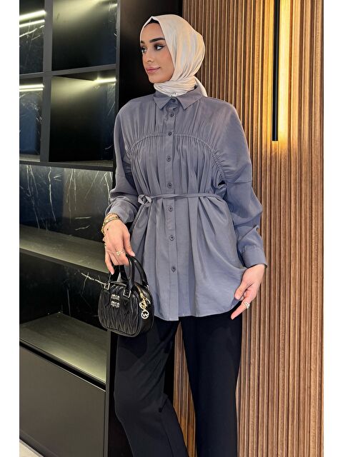 Julude Kadın Ön Büzgü Detaylı Bel Bağlamalı Tesettür Tunik - S000386591-20600