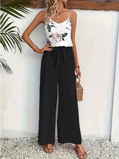 Jane's Kadın Ip Askılı V Yakalı Süprem Bluz Ve Aerobin Pantolon Ikili Takım