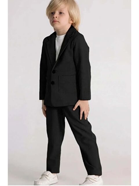Riccotarz Erkek Çocuk Kruvaze Yaka Kesim Çift Cepli Blazer Ceket Tişört Takım - S000338299-19351