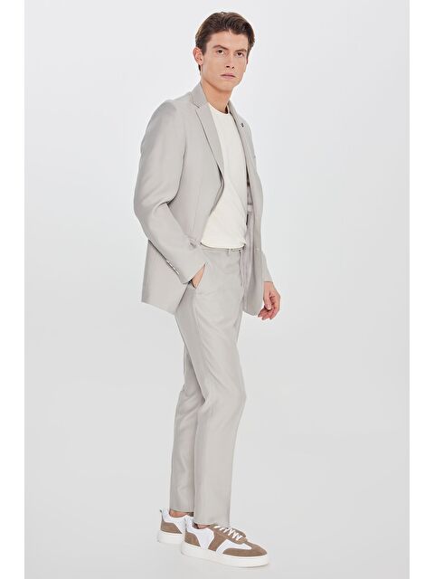 Altınyıldız Classics Erkek Taş Slim Fit Dar Kesim Mono Yaka Desenli Kapak Cepli Takım Elbise